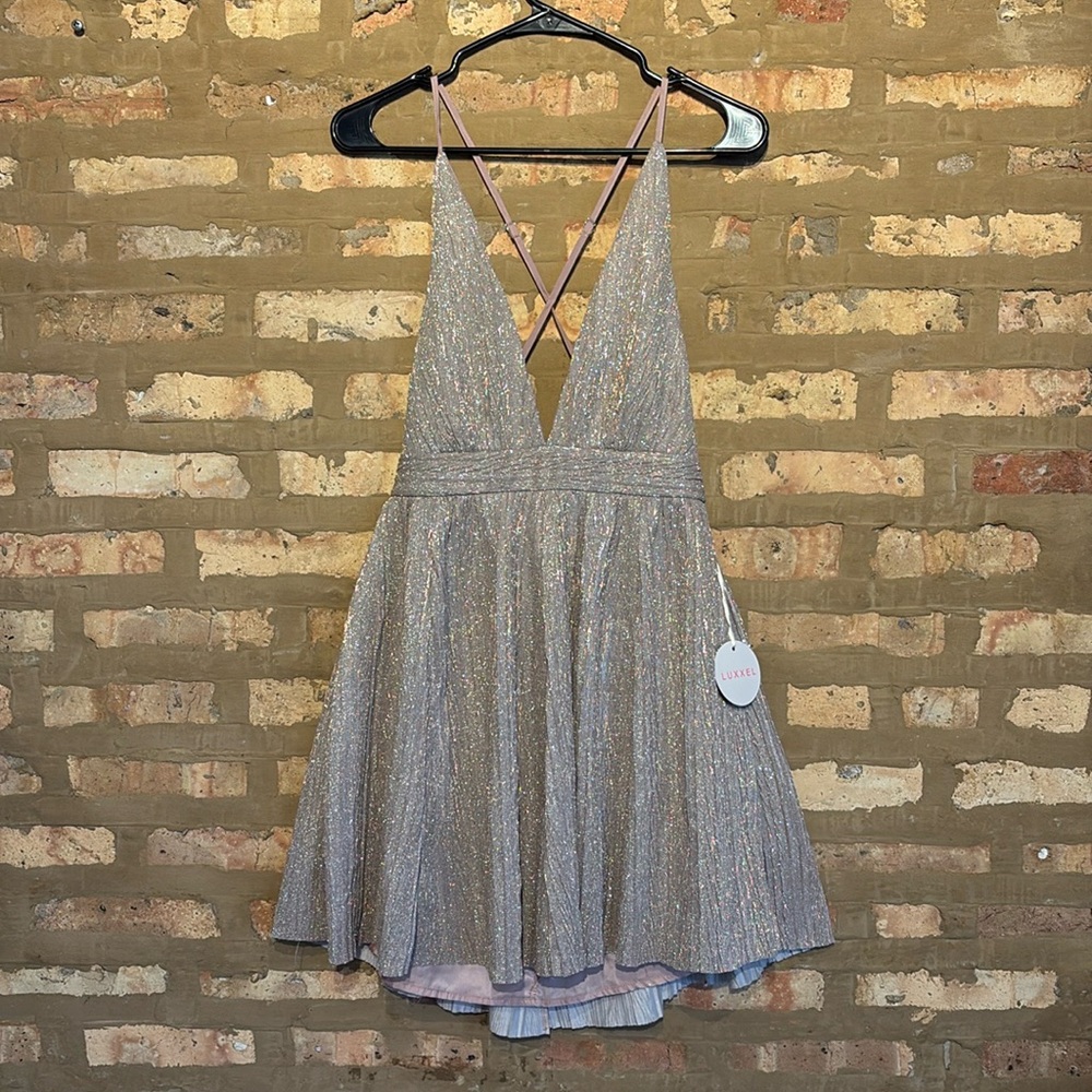 Mini glitter dress. Tags still on. Color mauve
